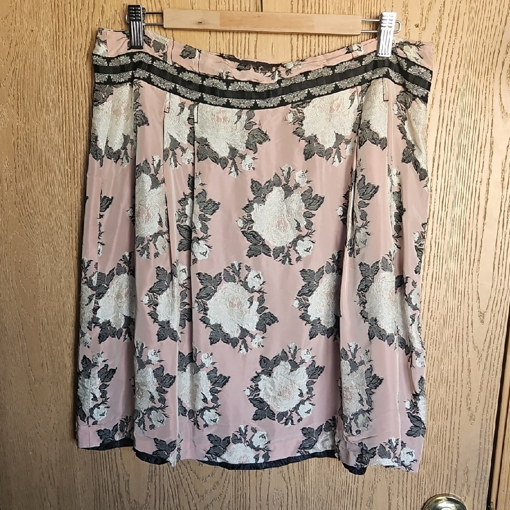 Sand Copennhagen Blush and Black Floral A-Line Skirt
